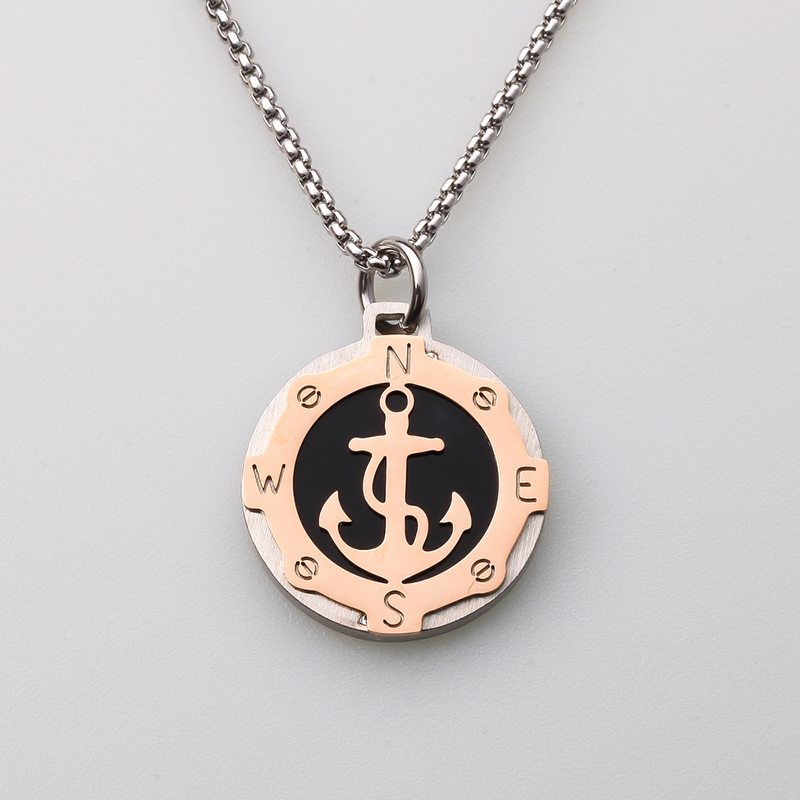 Italië stijl roestvrijstalen sieraden roer wind anker hanger mannen ketting gemaakt in China