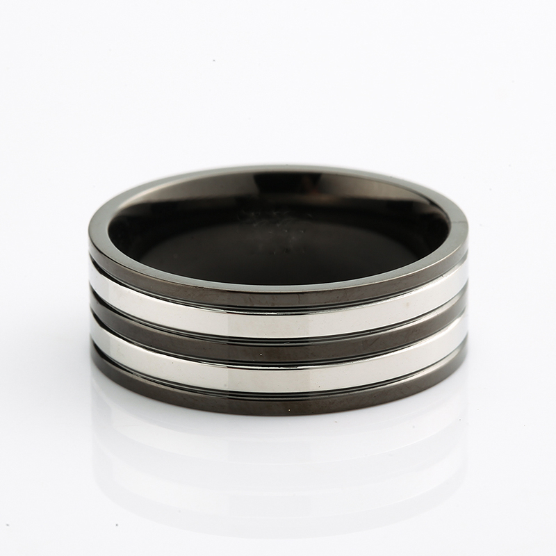 De Stainless Steel Ring Two Tone Black Plating Ring Elegant China Juwelen Fabrikant