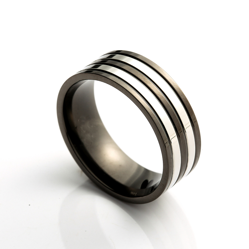 De Stainless Steel Ring Two Tone Black Plating Ring Elegant China Juwelen Fabrikant