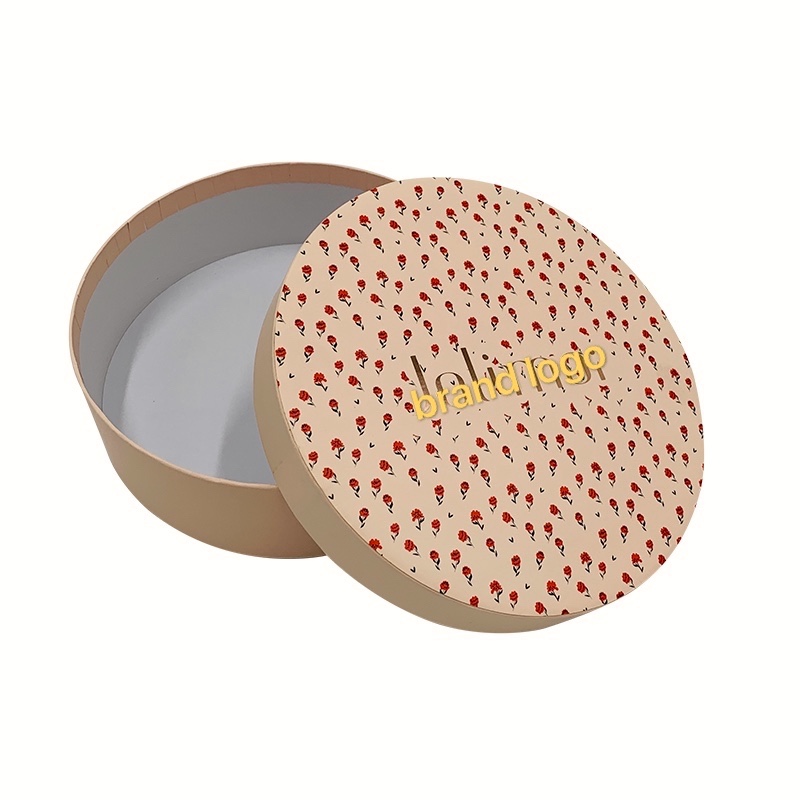 Pink Foil Logo Round Storage Box Round Gift Case