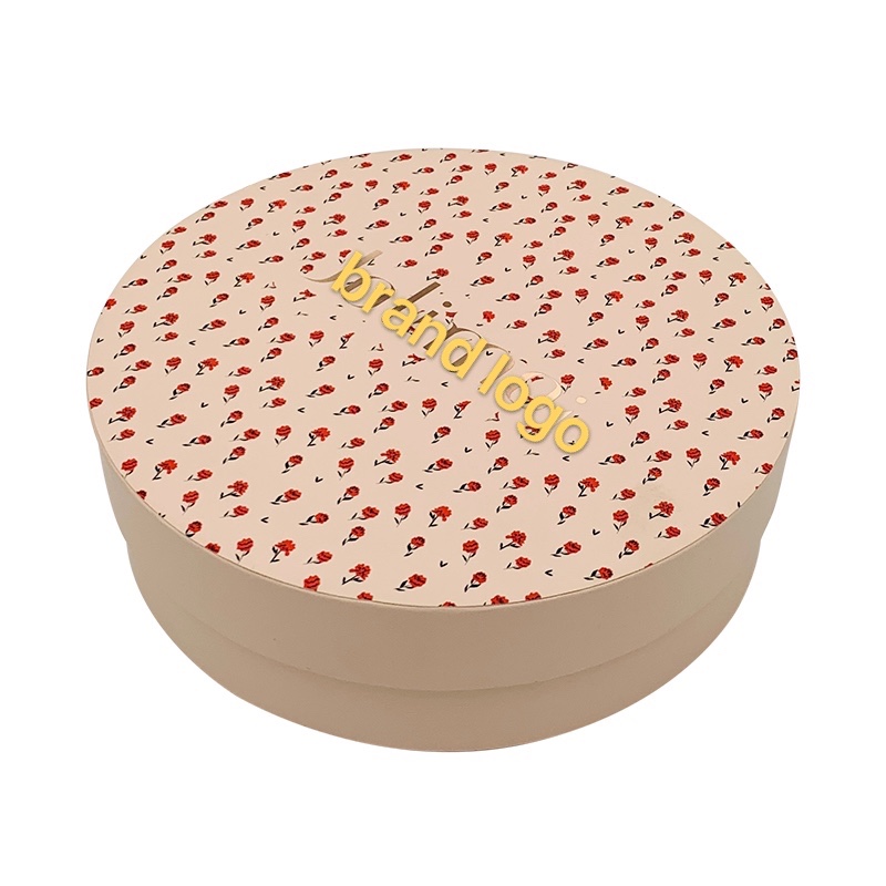 Pink Foil Logo Round Storage Box Round Gift Case