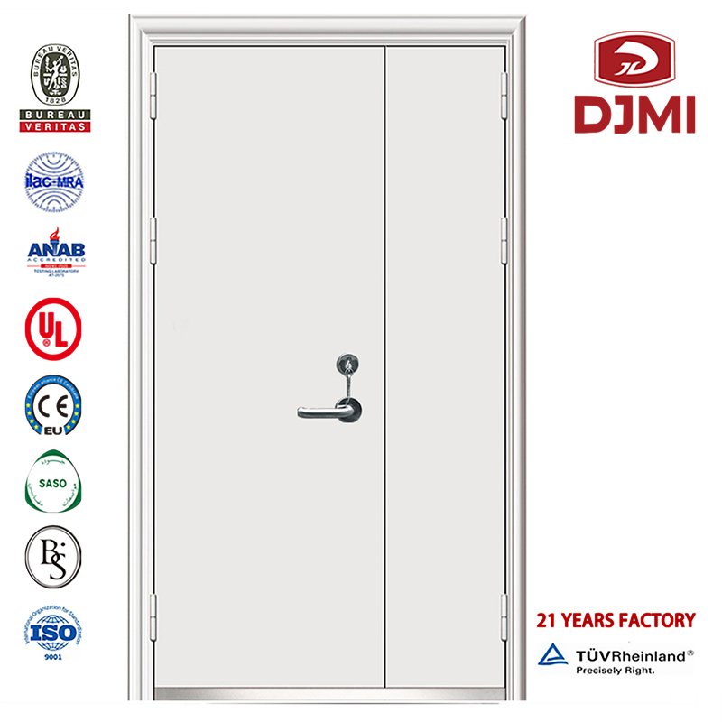 Hoge kwaliteit groothandel Amerikaanse dubbelbladige stalen brandwerende deur Goedkope deuren Ingang van hoge kwaliteit beoordeeld met glas Hotelbrand stalen deur Aangepaste nominale bewijsweerstand Hoofdbestendig 1.5 uur stalen branddeur