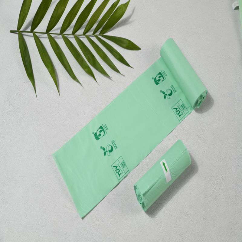 op maïszetmeel gebaseerde biologisch afbreekbare 100% composteerbare vuilniszakken op rol