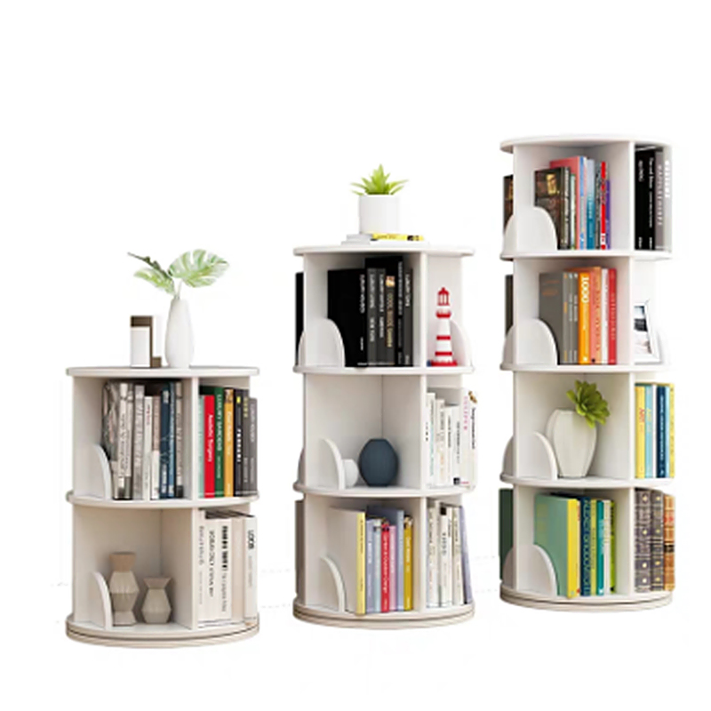 TMJ-2050 Custom Modern Home Wood White Revolving Storage Holders Racks Roting Book Shelf