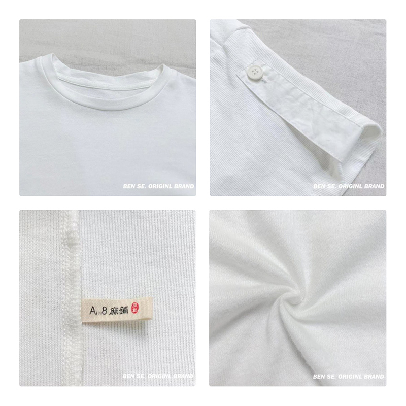 Losse-passend ontwerp Minimalistische Round Collar stijl Stijve mouw Casual Vaste kleur katoen en linnen oversized aangepaste 12656 T-Shirts