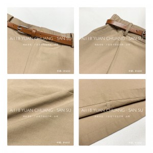 Losvallend ontwerp Minimalistisch Rechte stijl Casual Effen kleur katoen en linnen oversized custom midirok 16532