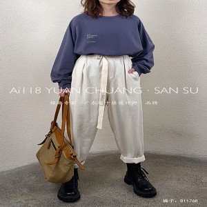 Losse Women\\\\\'s Pants die op maat zijn gemaakt om voor elke gelegenheid te passen, de meest comfortabele casual casual 11768-stijl katoenlinnen op maat Stijve en losse broeken met Polyester riem