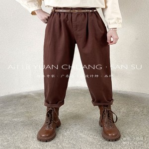 Losse Women\\\'s Pants die op maat zijn gemaakt om te passen voor elke gelegenheid, meest comfortabele casual style katoenen linnengebruik 11727 Stylish and Lose Pants met Leather Belt