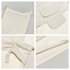 Ruimvallend ontwerp Minimalistische stijl met ronde kraag Gestikte mouwstijl Casual Effen kleur katoen en linnen oversized op maat gemaakte 19527 T-shirts + gilet