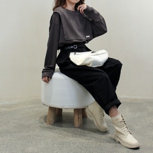 Lospassend ontwerp Minimalistische ronde collar stijl Gesnopte mouw Casual Vaste kleur katoen en linnen oversized aangepaste 12621 sweatshirts