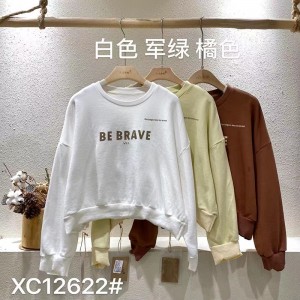 Lospassend ontwerp Minimalistische ronde collar stijl Gesnopte mouw Casual Vaste kleur katoen en linnen oversized aangepaste 12622 Sweatshirts