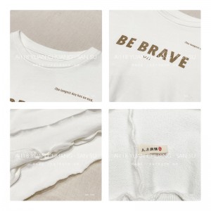 Lospassend ontwerp Minimalistische ronde collar stijl Gesnopte mouw Casual Vaste kleur katoen en linnen oversized aangepaste 12622 Sweatshirts