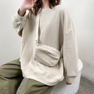 Lospassend ontwerp Minimalistische ronde collar stijl Gesnopte mouw Casual Vaste kleur katoen en linnen oversized aangepaste 12686 Sweatshirts
