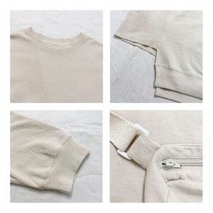 Lospassend ontwerp Minimalistische ronde collar stijl Gesnopte mouw Casual Vaste kleur katoen en linnen oversized aangepaste 12686 Sweatshirts