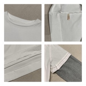 Losse-montage ontwerp Minimalistische ronde Collar stijl Gesnopte mouw Casual Vaste kleur katoen en linnen oversized aangepaste 12700 Sweatshirts