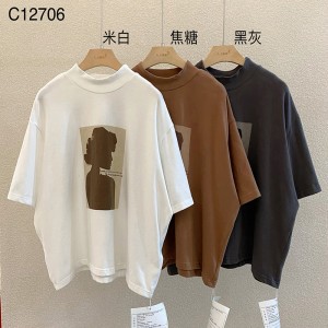 Lospassend ontwerp Minimalistische ronde collar stijl Gesnopte mouw Casual Vaste kleur katoen en linnen overspannen aangepaste 12706 Sweatshirts