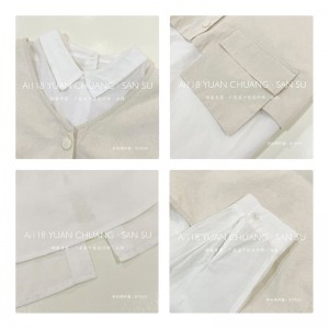 Losse-fitting design Minimalistische stijlvolle Casual Solid Color Striped Checked oversized custom 19550 Losse Shirt + Waistcoat