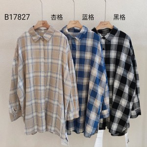Losse-fitting design Minimalistisch Stijve Casual Solid Color Striped Checked oversized custom 17827 Losse Checked Shirt