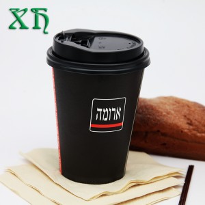 12oz enkelwandige zwarte kleur theeprijs papieren beker met deksels