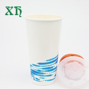 22oz dubbele PE waterdichte recyclebare koude drank papieren waterbekers groothandel