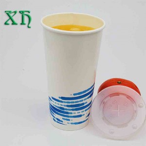 22oz dubbele PE waterdichte recyclebare koude drank papieren waterbekers groothandel