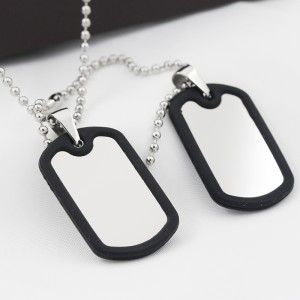 Groothandel roestvrijstalen dubbele siliconen dog tag hanger ketting