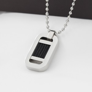 Groothandel roestvrijstalen tweekleurige zwarte stalen draad hanger ketting