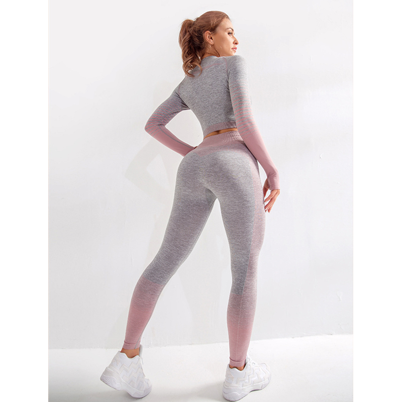 Yogapak Sportkleding met lange mouwen Gestreepte sport