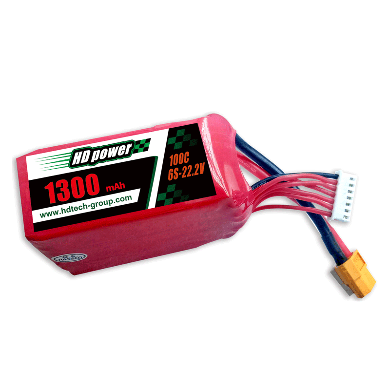 HD POWER 1300 mAh 100C 6S 22,2 V FPV lipo-batterij