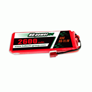 HD POWER 2600mAh 45C 3S 11.1V lipo batterij