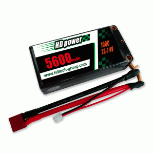 HD 5600mAh 100C 2S 7.6V Hard case Shorty HV LiPO batterij