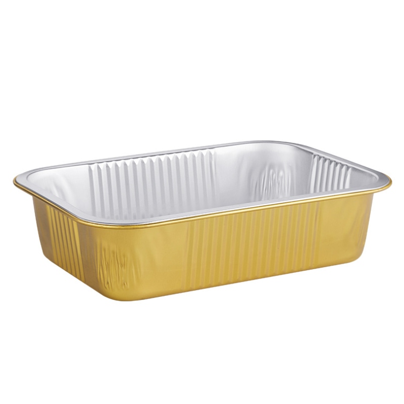 Verwarmbare voedselverpakking gouden hittebehoud lunchbox recyclebare afhaalmaaltijden aluminiumfolie voedselcontainer