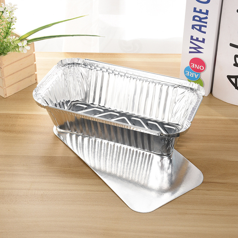 Aangepast restaurant gebruikte recycleerbare takeaway food bakplaat bakplaat doos gouden zilverkleurige aluminiumfolie containers met deksel