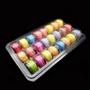 Aangepaste formaten macarons doos 24 compartimenten doorzichtige snoepverpakkingen dozen blisterverpakking