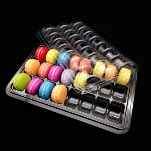 Groothandel op maat gemaakte macarons-doos doorzichtige snoep afbreekbare lunchbox