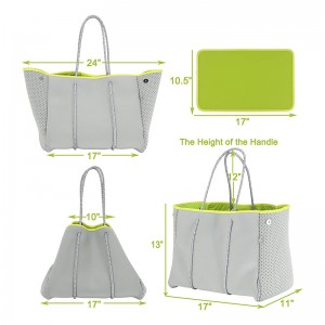 Neopreen Multipurpose Beach Bag Tote met innerlijke ritssluiting en beweegbare bord