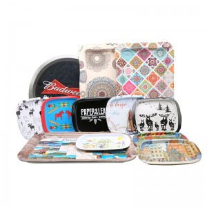 Aangepaste tin lade wiet trays tabaco lade rolling lade rookbak voor groothandel