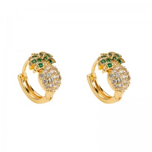 Lente en zomer nieuwe Europese en Amerikaanse ananas vorm oorbellen vrouwelijk koper microingeleide zircon Zuid-Korea schattige eenvoudige oorbellen