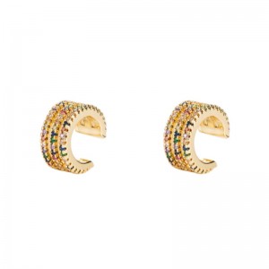 Insnieuwe Europese en Amerikaanse mannen en vrouwen oor botclip koperen micro-ingelegd kleur zirkonium eenvoudige oorklem zonder piercing hip-hop oorbellen