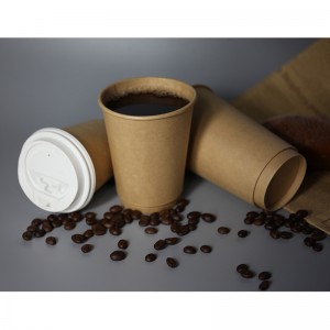 500 ml PE/PLA voering Double Wall Paper Cup 16 Oz-Kraft