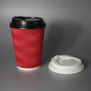 8oz 12oz 16oz Aangepaste Ontwerp Papier Cups Wegwerp Gedrukt Papier Dubbele Muur Ripple Koffiekopjes