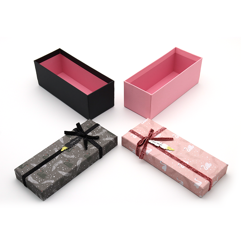 Aangepaste roze zwart rigide papier verpakking schouderdoos met bowknot lint bruidsmeisje geschenkdoos en tassen