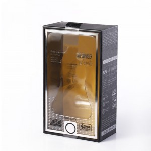 Afdrukken Pet Venster Autolader USB-kabelbox Luxe Zwarte USB-verpakkingsdozen