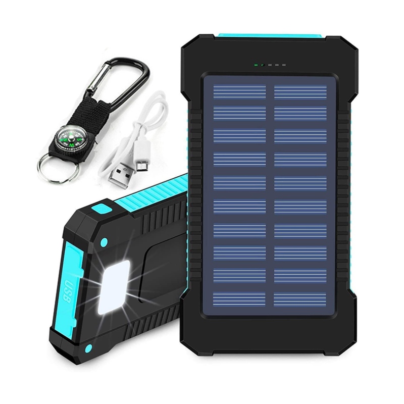 Solar Power Bank Dual USB Power Bank 20000mAh Waterdichte batterijlader Extern draagbaar zonnepaneel met LED-licht