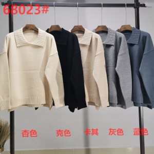 Losse en stijlvolle eenvoudige Knit revers Single Top 68023#