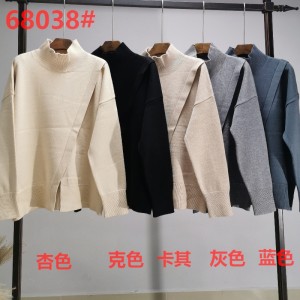 Modieuze trend Casual Joker Foundation High Neck Knit Split Single Top 68038#