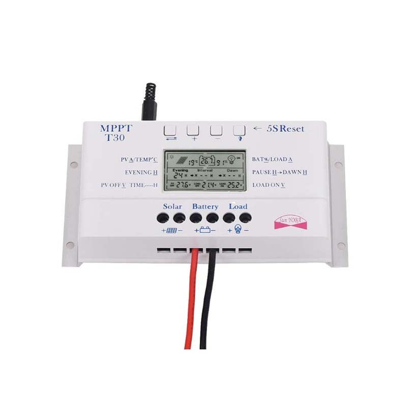 MPPT T30 30A Solar Charge Controller 5V USB-oplader 12V 24V Auto Solar Panel Batterij LCD-scherm Laderregelaar