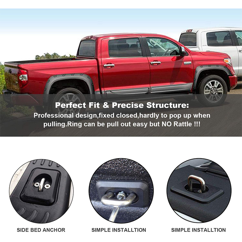 Bind ankers truck bed zij muurankers voor 2000-2013 TUNDRA intrekbaar met verschillende deuren en pop-out rail cap covers