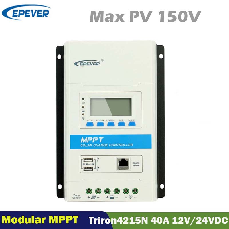 Epever 40a Triron4215N Modulaire MPPT Solar Charge Controller 12V24VDC MAX.150V PV INPUT LCD Display Panel Regulator Controller