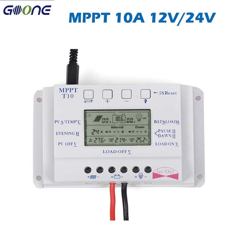 PWM 20A 10A Solar Panel CHARGE Regulator Controller T10 T20 12V 24 V Auto LCD-display Licht en Dual Timer